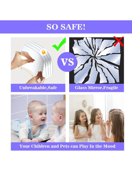 Espejos Acrílicos Autoadhesivos YVPSI 6 Pcs 20x15 cm