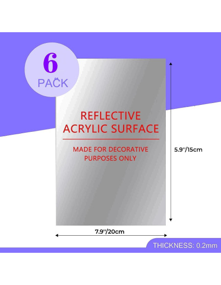 Espejos Acrílicos Autoadhesivos YVPSI 6 Pcs 20x15 cm