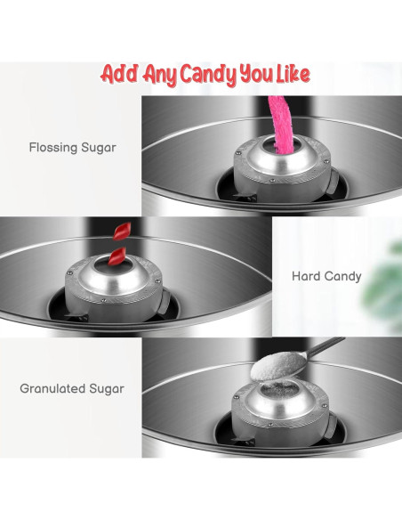 Máquina de Algodón de Azúcar Bonnlo 980W Roja con Tazón 53.3cm