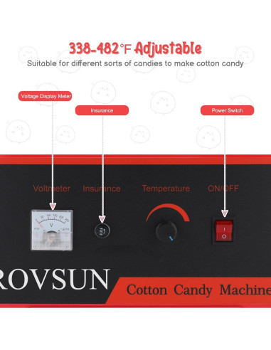 Máquina de Algodón de Azúcar Bonnlo 980W Roja con Tazón 53.3cm