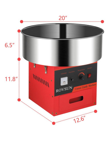 Máquina de Algodón de Azúcar Bonnlo 980W Roja con Tazón 53.3cm