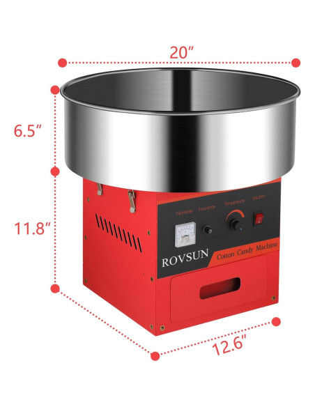 Máquina de Algodón de Azúcar Bonnlo 980W Roja con Tazón 53.3cm