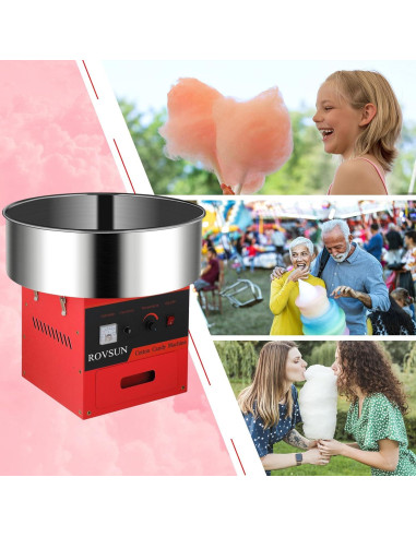 Máquina de Algodón de Azúcar Bonnlo 980W Roja con Tazón 53.3cm