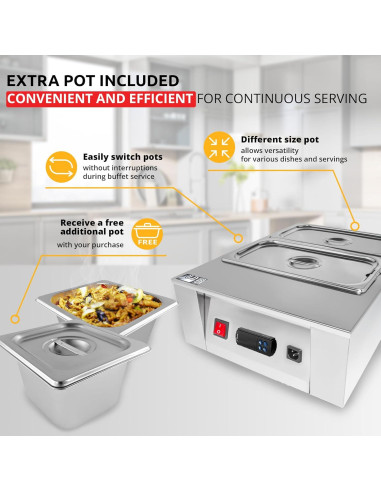 Calentador de Comida Digital ALDKitchen 4 Ollas 10 kg 110V