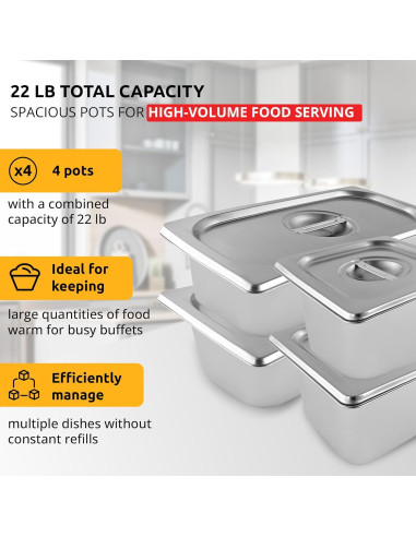 Calentador de Comida Digital ALDKitchen 4 Ollas 10 kg 110V