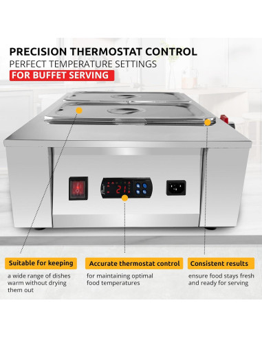 Calentador de Comida Digital ALDKitchen 4 Ollas 10 kg 110V