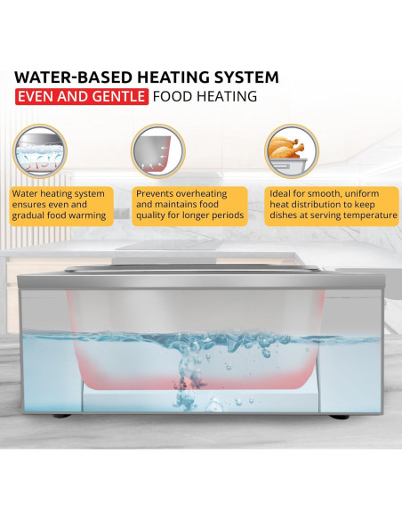 Calentador de Comida Digital ALDKitchen 4 Ollas 10 kg 110V