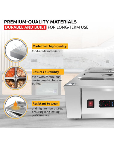 Calentador de Comida Digital ALDKitchen 4 Ollas 10 kg 110V