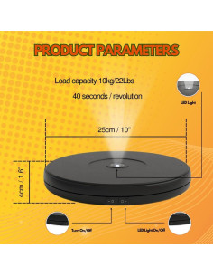 Soporte Giratorio Motorizado Fotoconic Negro 25 cm LED 9 kg 2