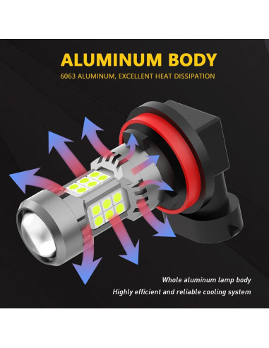 Bombillas LED de Niebla PHINLION H11 H8 Azul Hielo 3200 Lúmenes