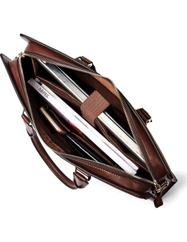 Maletín de Cuero BOSTANTEN para Abogados 39x6x30 cm Café