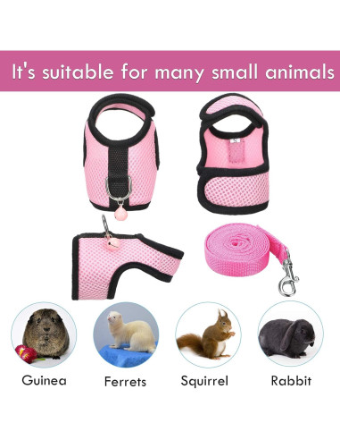 Arnés Suave para Cobayas SATINIOR con Correa y Campana XS