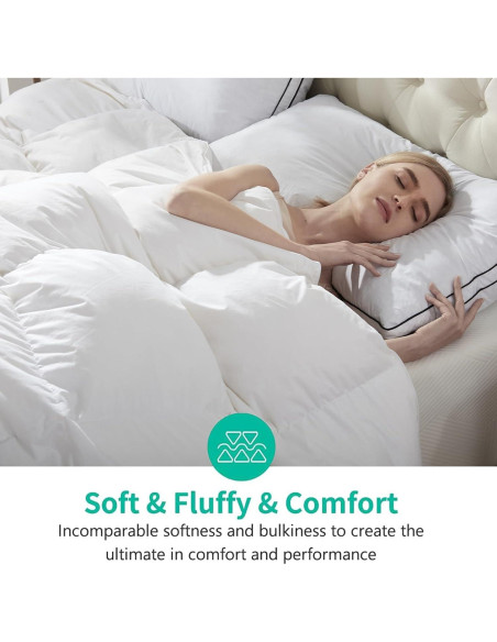 Edredón de Plumas de Pato APSMILE Twin 100% Algodón Orgánico