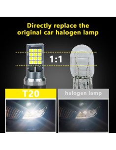 2 Bombillas LED T20 Ouylycjo Azul a Blanco 7440 7441 7443 2