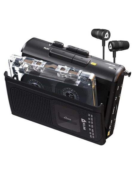 Reproductor de Cinta KLIM K8 Portátil con Radio AM/FM - Negro