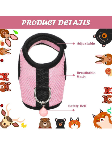 Arnés Suave para Cobayas SATINIOR con Correa y Campana XS