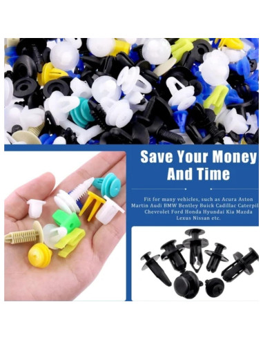 Kit de 500 Clips Universales para Automóviles Sandario - Sujetadores de Plástico para Parachoques y Paneles