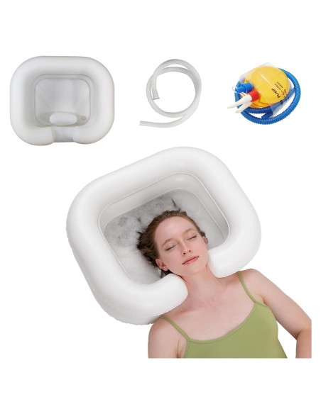Bañera de Champú Inflable GSengGoung 61x51 cm - Blanco Crema
