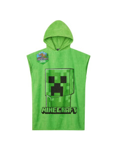 Toalla Poncho Minecraft Verde para Niños 6-9 Años