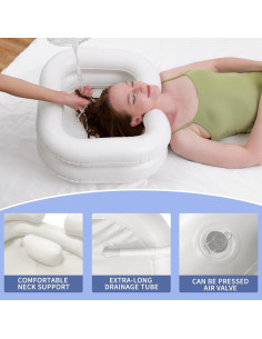 Bañera de Champú Inflable GSengGoung 61x51 cm - Blanco Crema 2