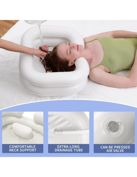 Bañera de Champú Inflable GSengGoung 61x51 cm - Blanco Crema