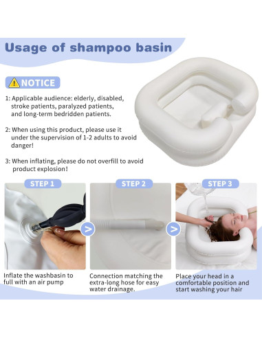 Bañera de Champú Inflable GSengGoung 61x51 cm - Blanco Crema