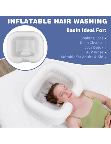 Bañera de Champú Inflable GSengGoung 61x51 cm - Blanco Crema