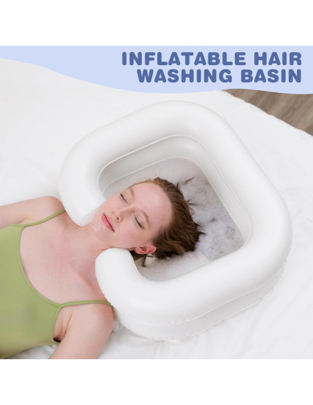 Bañera de Champú Inflable GSengGoung 61x51 cm - Blanco Crema