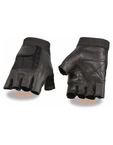 Guantes de cuero sin dedos Milwaukee MESH para motocicleta