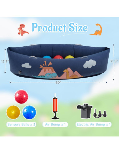 Silla Sensorial Inflable MOOZHEALTH Dinosaurio Azul 152cm