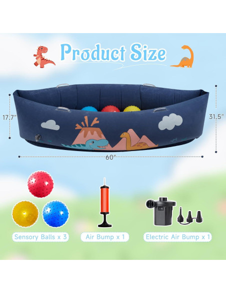 Silla Sensorial Inflable MOOZHEALTH Dinosaurio Azul 152cm