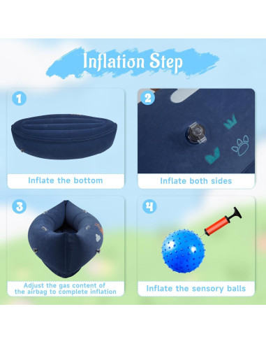 Silla Sensorial Inflable MOOZHEALTH Dinosaurio Azul 152cm