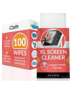 Toallitas de limpieza de pantalla iCloth XL - 100 unidades