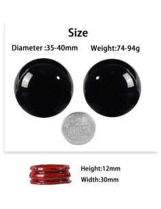 Esfera de Obsidiana Negra SUNYIK con Soporte de Madera 35-40mm 2