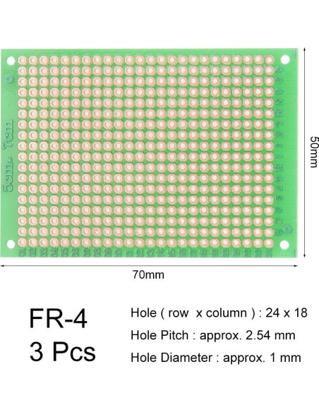 Placa de Circuito Impreso Universal uxcell 5x7cm 3pcs