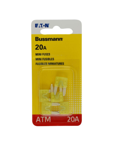 Fusible Mini Rápido Bussmann BP/ATM-20 20A Amarillo - Paquete de 5