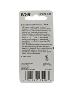 Fusible Mini Rápido Bussmann BP/ATM-20 20A Amarillo - Paquete de 5 2