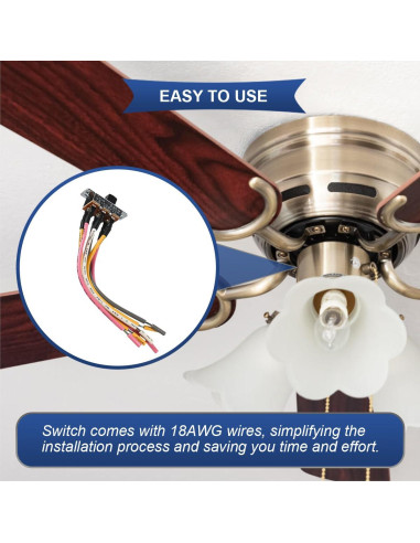 4 Interruptores de Palanca para Ventilador de Techo DKARDU 6A 125V