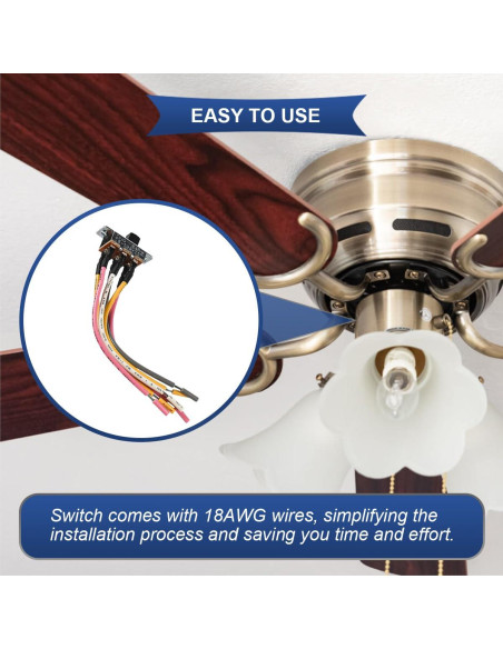 4 Interruptores de Palanca para Ventilador de Techo DKARDU 6A 125V