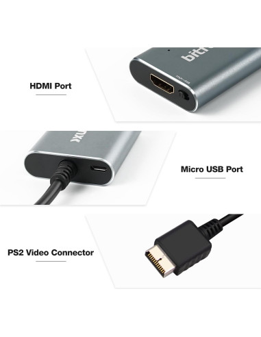 Adaptador HDMI BITFUNX PS2 - RGB y Componente a HDMI
