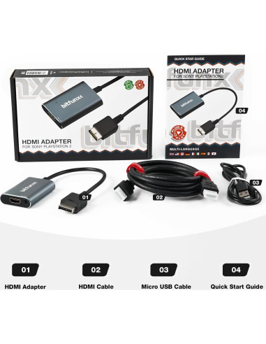 Adaptador HDMI BITFUNX PS2 - RGB y Componente a HDMI