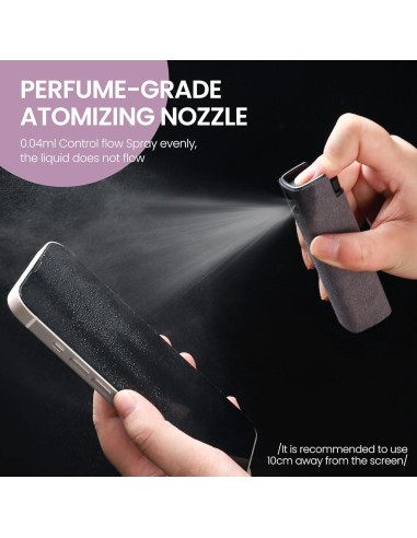 Kit Limpiador Pantalla 2 Pcs Rosa y Gris - Spray y Paño Microfibra