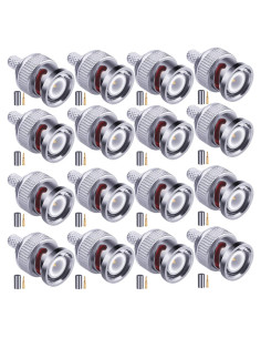 16 Conectores BNC Macho Crimp 50 Ohm para Cable Coaxial