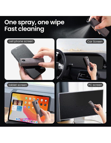 Kit Limpiador Pantalla 2 Pcs Rosa y Gris - Spray y Paño Microfibra