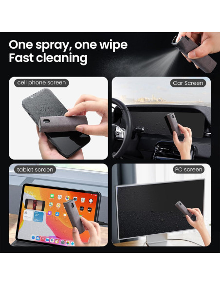Kit Limpiador Pantalla 2 Pcs Rosa y Gris - Spray y Paño Microfibra