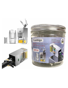 30 Conectores RJ45 Cat7 Cat6A Blindados + Botas de Alivio