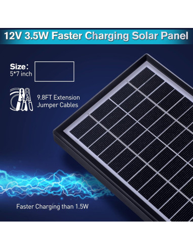 Panel Solar 12V 3.5W Sumind Impermeable con Soporte de Aluminio