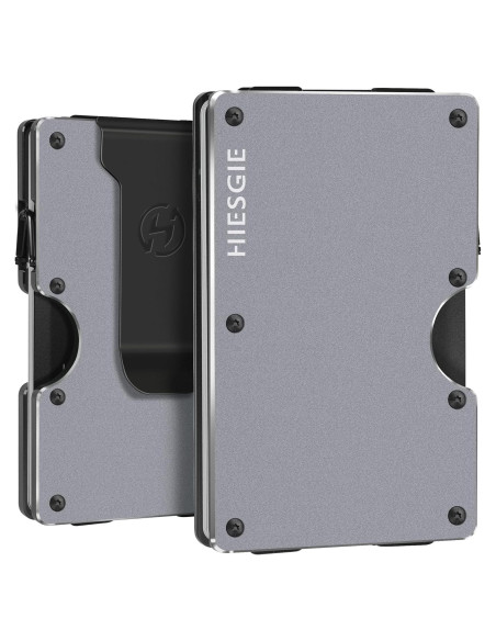 Billetera Metálica Minimalista Hiesgie con Bloqueo RFID - Gris Gunmetal
