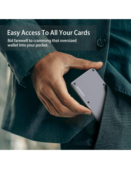 Billetera Metálica Minimalista Hiesgie con Bloqueo RFID - Gris Gunmetal