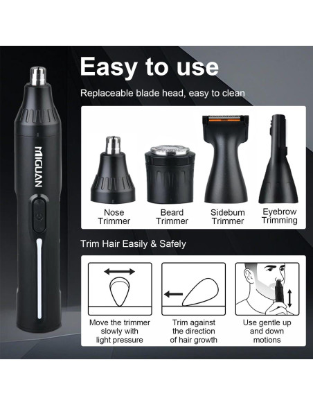 Recortador de Vello Nasal Fululuer 4 en 1 USB Carga Lavable